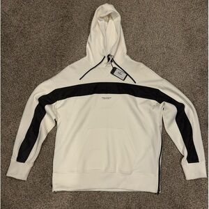 Armani Exchange White Hoodie with Black Panel and Trim.